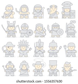 Set of historical characters icons. Vector illustration