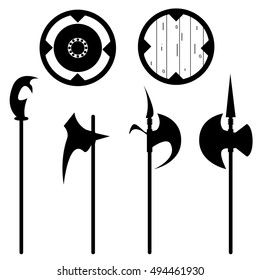 Set of historical halberd silhouettes