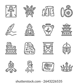 Set of Historical Linear Style Icons 