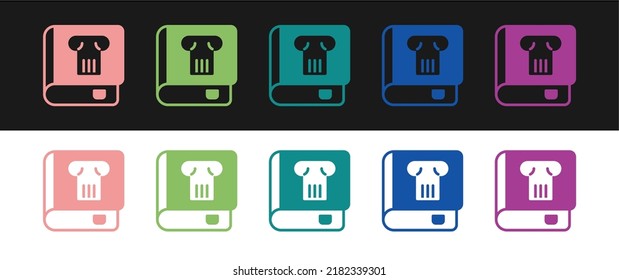 Set History Book Icon Isolated On Black And White Background.  Vector