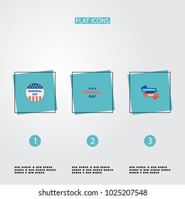 Set of history icons flat style symbols with memorial day, banner, history and other icons for your web mobile app logo design.