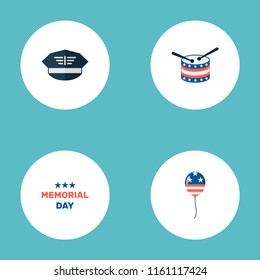Set of history icons flat style symbols with drum, history, balloon and other icons for your web mobile app logo design.