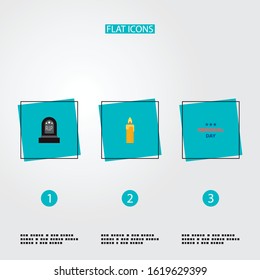 Set of history icons flat style symbols with candle, history, grave icons for your web mobile app logo design.