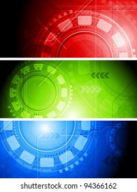 Set of hi-tech abstract banners. Eps 10 vector