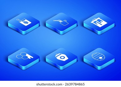 Set Hive for bees, Honey dipper stick, Jar of honey, Honeycomb, with and  icon. Vector