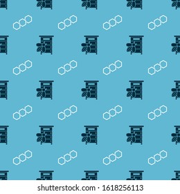 Set Hive for bees and Honeycomb on seamless pattern. Vector