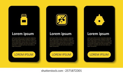 Set Hive for bees, Stop and Jar of honey. Business infographic template. Vector
