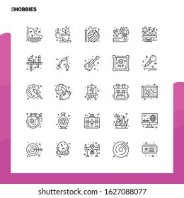 Set of Hobbies Line Icon set 25 Icons. Vector Minimalism Style Design Black Icons Set. Linear pictogram pack.