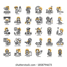 Set of Hobbies thin line and pixel perfect icons for any web and app project. 