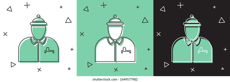 Set Hockey coach icon isolated on white and green, black background.  Vector Illustration