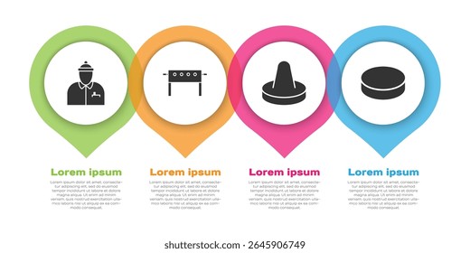 Set Hockey coach, Hockey table, Mallet for playing air hockey and Hockey puck. Business infographic template. Vector