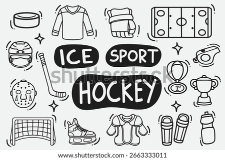 set of hockey doodle good for background, wallpaper, element design, icon, etc