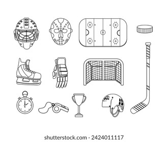 Juego de equipos de hockey e iconos profesionales de uniforme vectorial