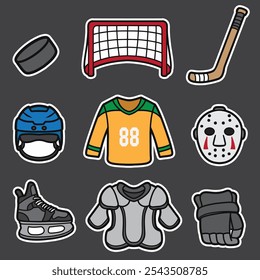 set of hockey good for sticker, badge, element design, etc