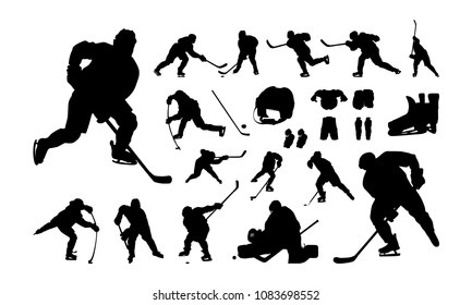 Set Of Hockey Player Silhouette