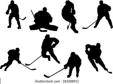 The set of hockey player silhouettes