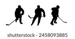 set of hockey players silhouettes - vector illustration	