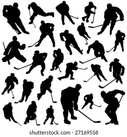 set of hockey players vector