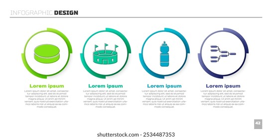 Set Hockey puck, Hockey stadium, Fitness shaker and Championship tournament bracket. Business infographic template. Vector