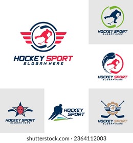 Set of Hockey sport logo design template. Modern vector illustration. Badge design.