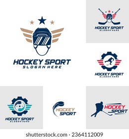 Set of Hockey sport logo design template. Modern vector illustration. Badge design.