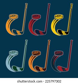 set of hockey sports emblems