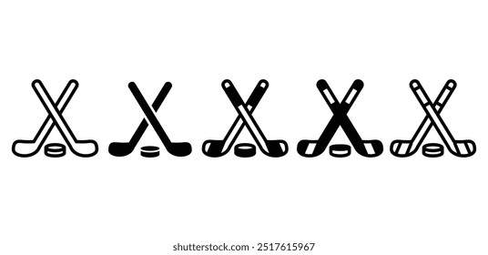 set of hockey stick crossed icon symbol sign vector design black white color simple flat illustration collection set