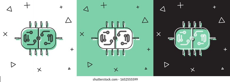 Set Hockey table icon isolated on white and green, black background.  Vector Illustration