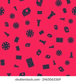 Set Hockey table, Playing cards, Twister game and Chess on seamless pattern. Vector