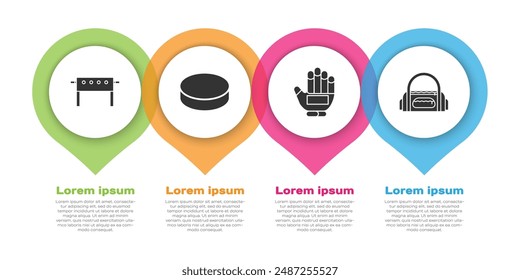 Set Hockey table, Hockey puck, Hockey glove and Sport bag. Business infographic template. Vector