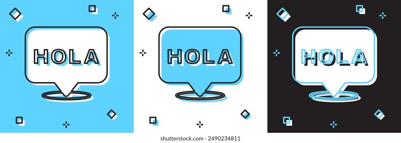 Set Hola icon isolated on blue and white, black background.  Vector