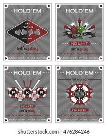 Set of holdem poker vector illustration in vintage style.