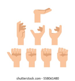 Set of holding hands. Vector collection flat design