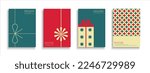 Set of holiday backgrounds, templates, placards, brochures, banners, flyers and etc. Stylish greeting postcards, posters, invitation, covers - gift box design. Creative festive cards