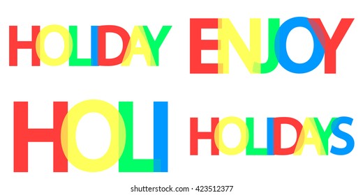 Set holiday backgrounds with words, fun cards design, vector illustration