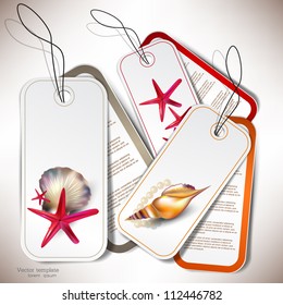 Set of Holiday Badges, Labels, Tags with shells and place for text