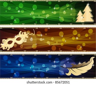 set of holiday banners