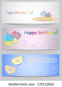 Set of holiday banners for the Cupcake party and birthday.