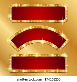 Set of holiday banners with gold borders 