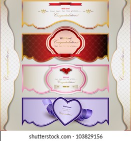 Set of  holiday banners and labels with ribbons. Vector background