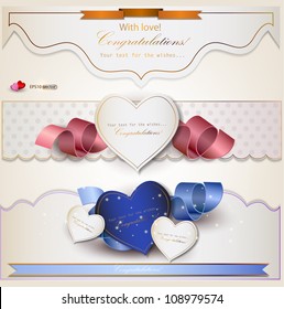 Set of holiday banners with ribbons. Vector background