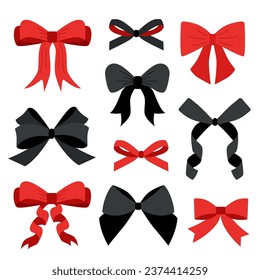 Set of holiday bows on white background. Black Friday concept. Sale concept. 
