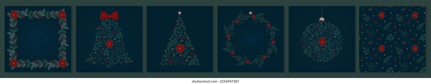 Set of holiday cards with copy space