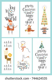 Set of holiday cards - Merry Christmas and Happy New Year