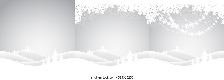 Set of holiday christmas backgrounds with winter landscape. Vector illustration