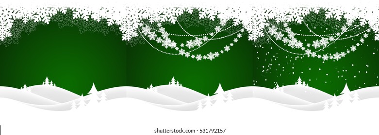 Set of holiday christmas backgrounds with winter landscape. Vector illustration