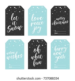 Set of Holiday Christmas Gift Tags and Card Template Vector Illustration Background Texture
