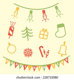 set of holiday Christmas icons