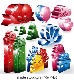 Conjunto de artículos de vacaciones y Navidad.