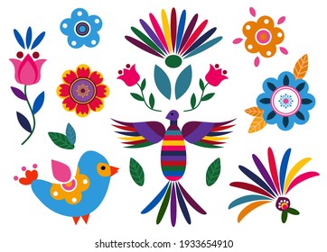 Set for the holiday Cinco de mayo. Hand-drawn flat style. White background, isolate. Vector illustration.